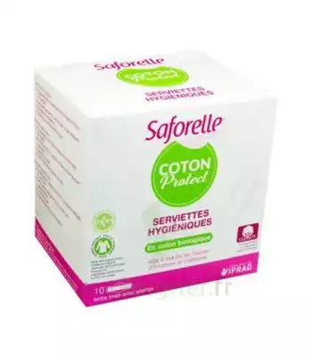 Saforelle Coton Protect Serviette Jetable Avec Ailette B/10 à ST-PIERRE-D'OLERON